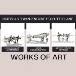 AJ092 1940s U.S. Twin-Engine Fighter Plane 